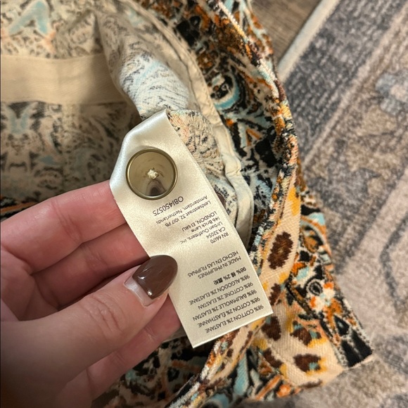 Anthropologie Boho Chic Corduroy Barrel Pants Blue Motif, Size 0 - Picture 9 of 10